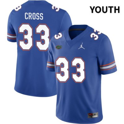 Youth Florida Gators #33 Daniel Cross NCAA Jordan Brand Royal NIL 2022 Authentic Stitched College Football Jersey XNJ4362ML